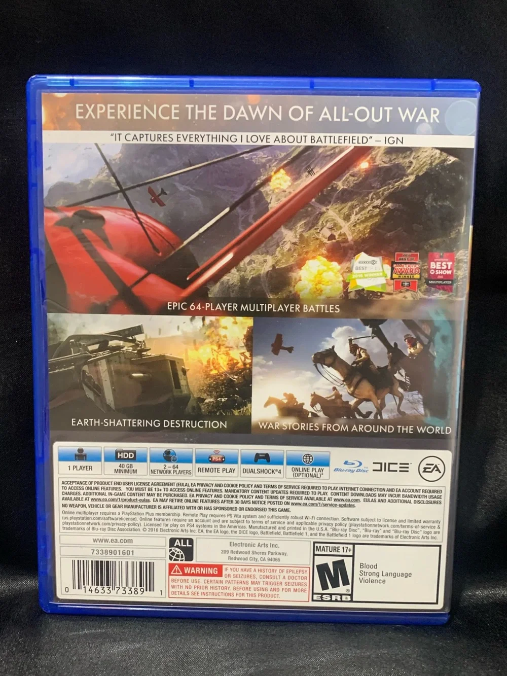 BATTLEFIELD 1 PS4 Video Game EA Sports Rated M EUC